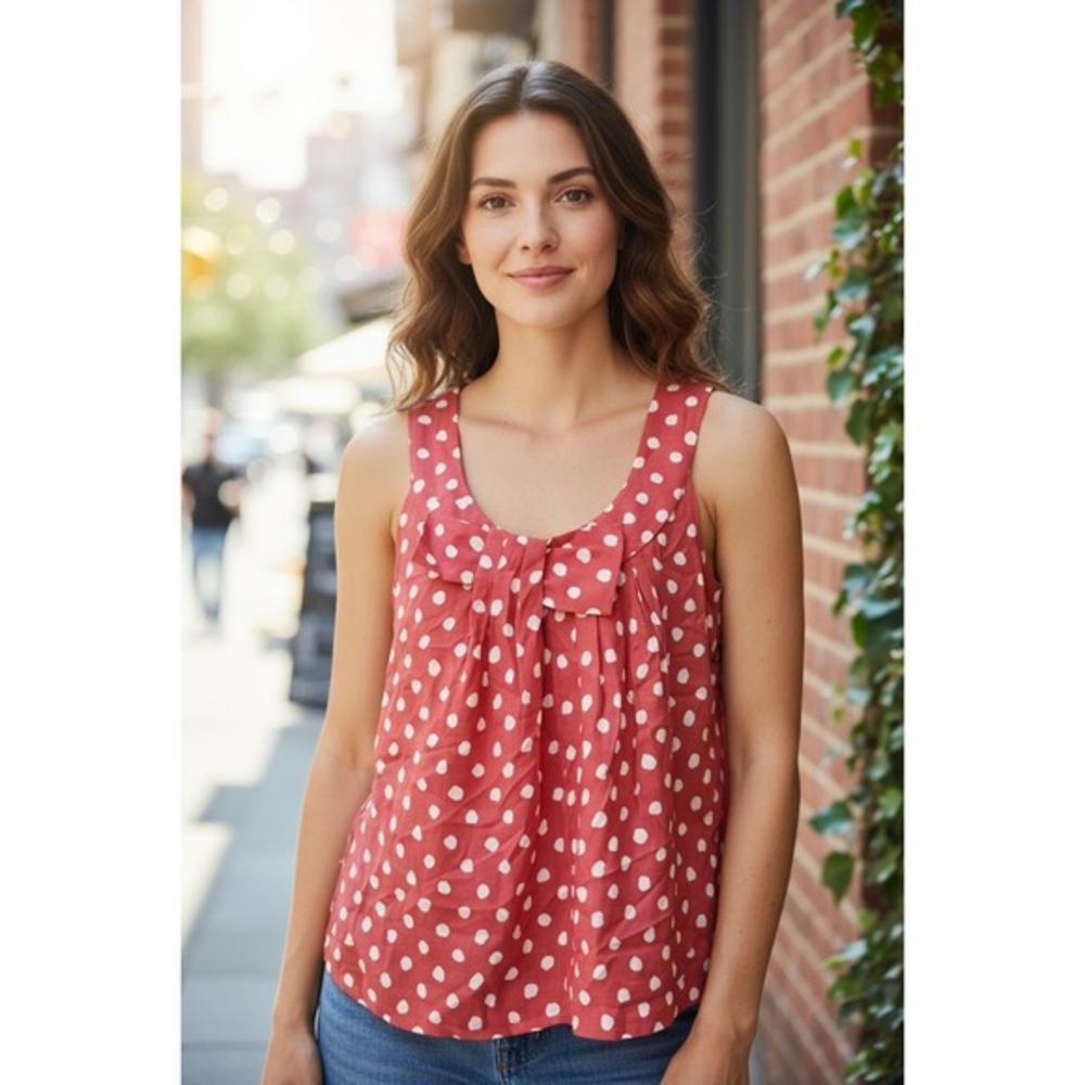 Kate Spade New York Polka Dot Sleeveless Blouse Coral Women's Top